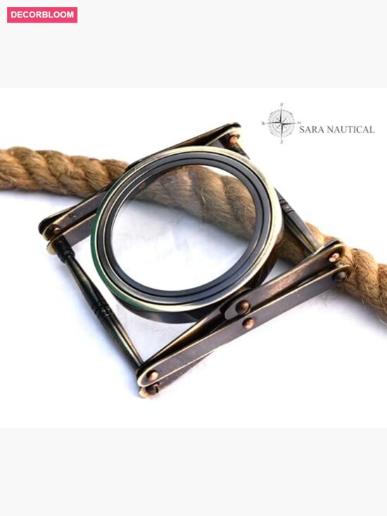 Antique Brass Folding Magnifier 10X Magnification Vintage Retro Style Reading